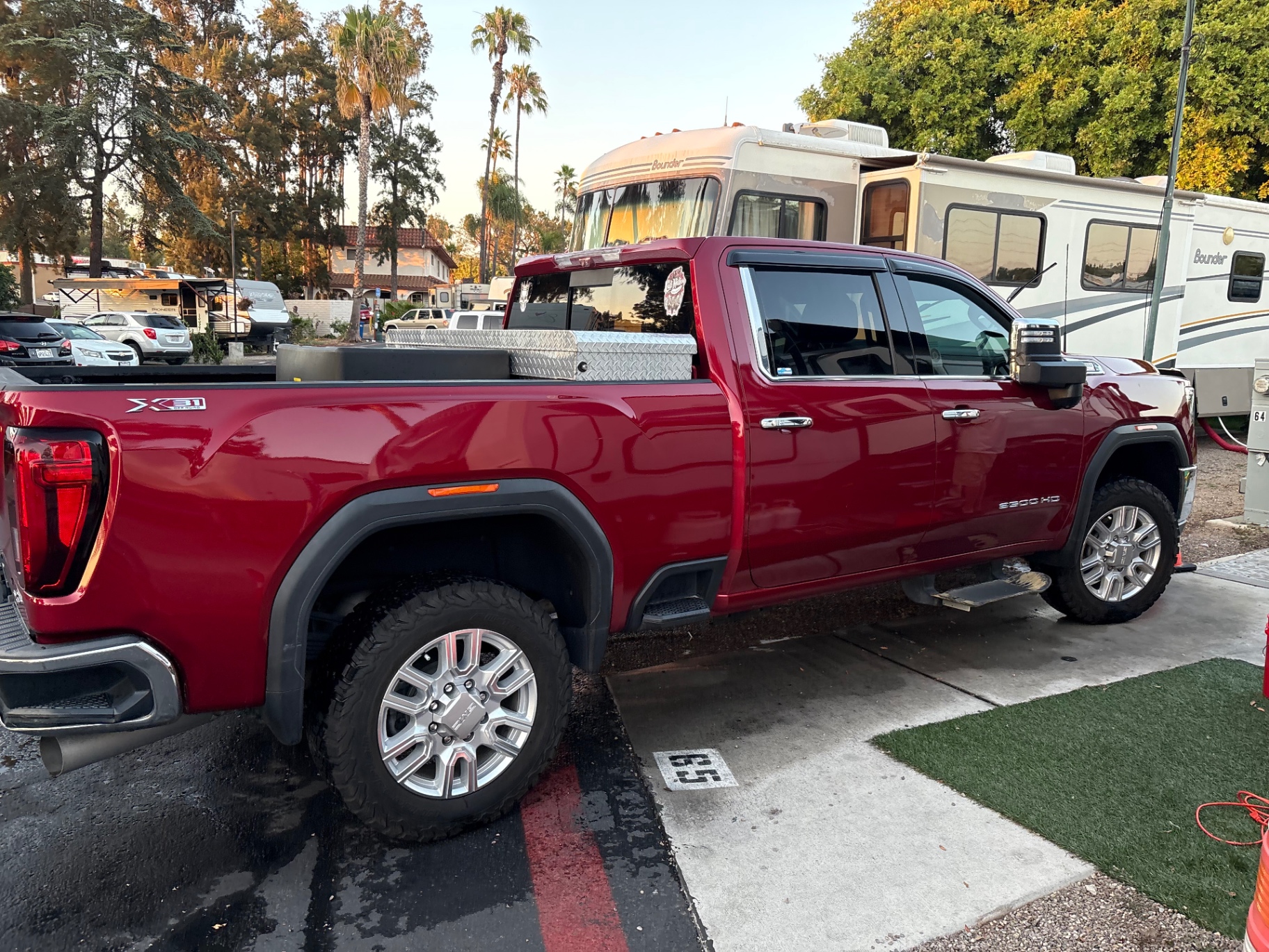 Red GMC truck side